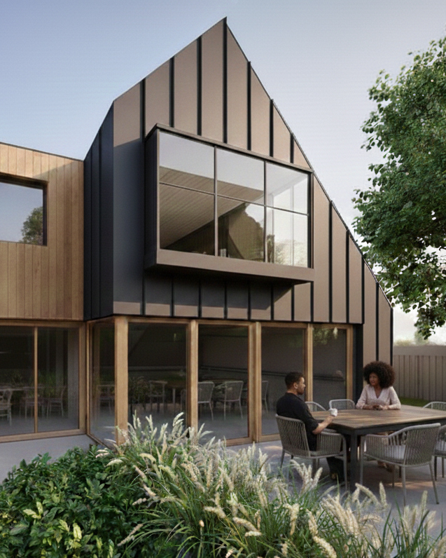 OSPIN Design and Build contemporary architecture with natural timber and black zinc cladding