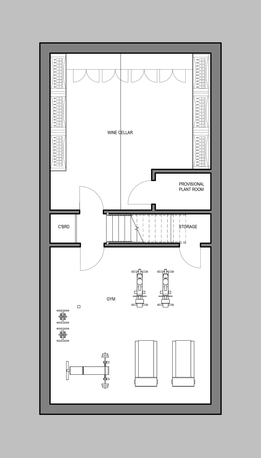 The new two-storey building provides a range of spaces including a garage, gym, wine cellar and guest accommodation.