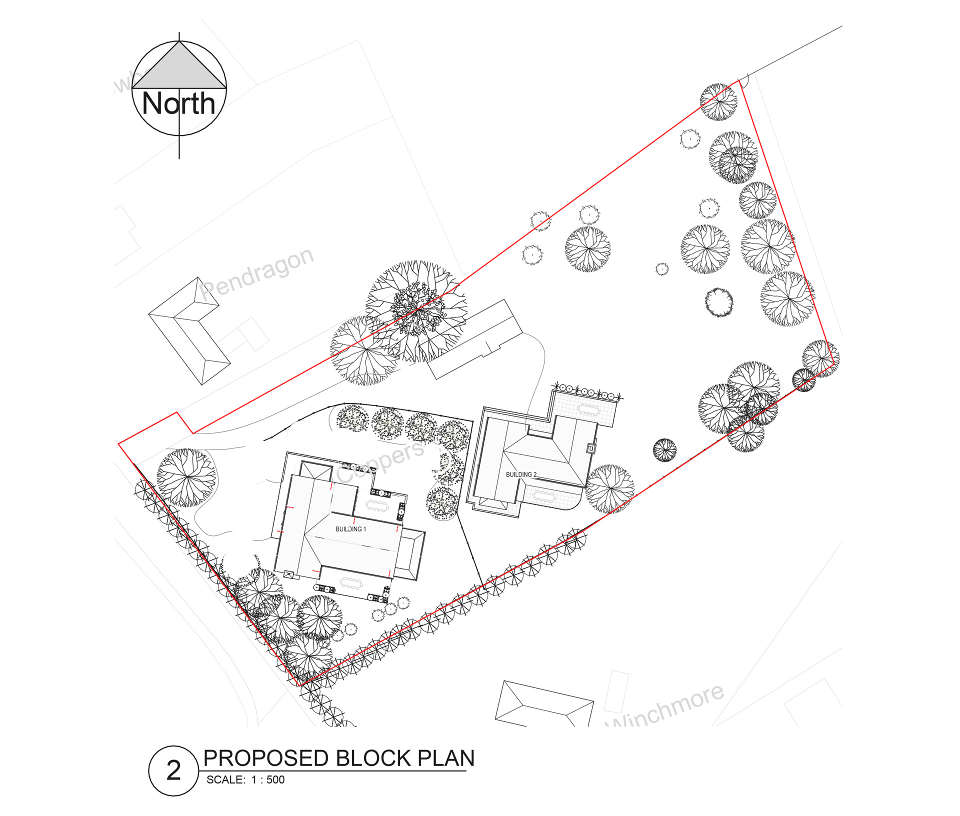 The houses are carefully positioned within the plot to retain mature trees, preserve the existing access and maintain the established character of the lane.
