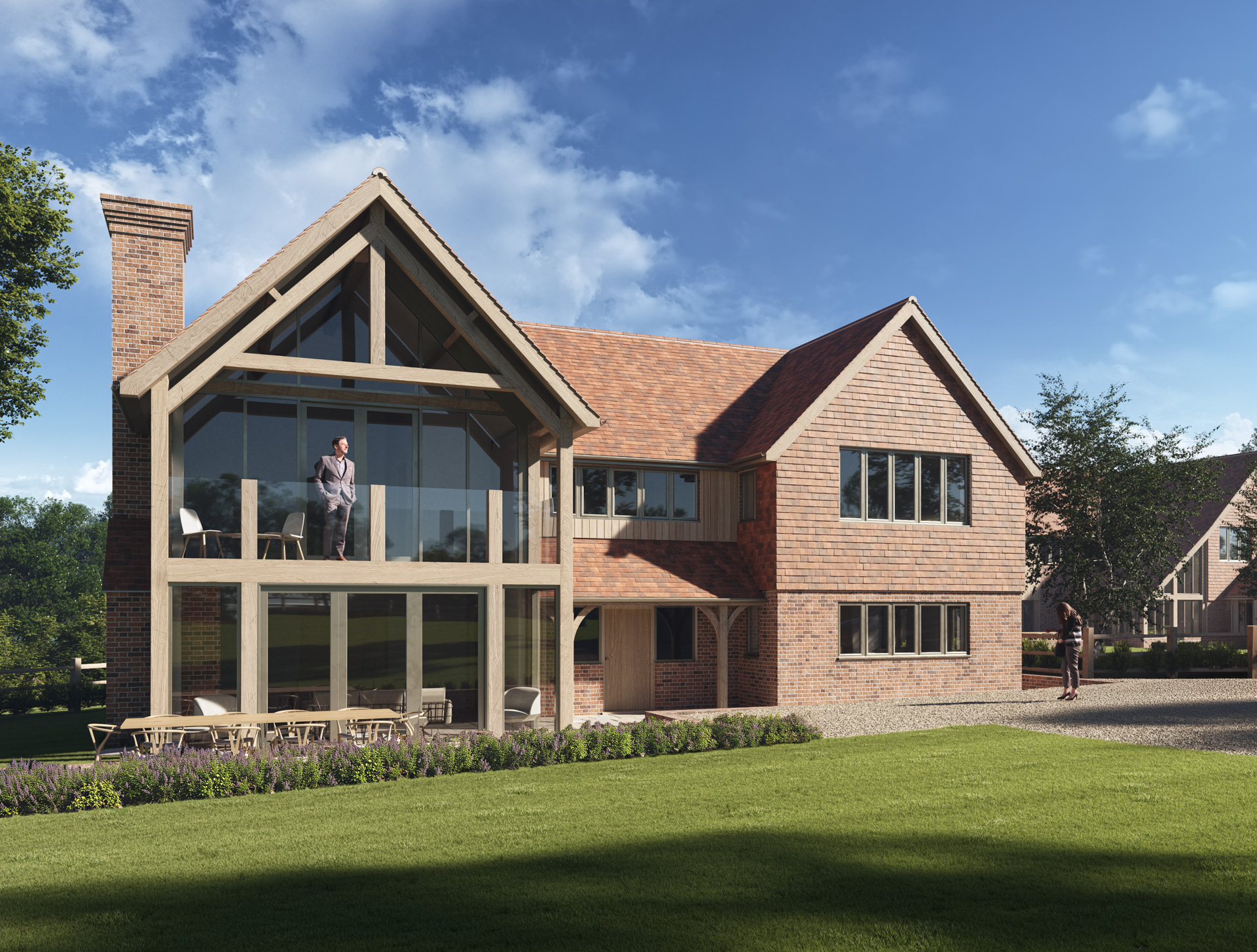 Coppers is the redevelopment of a large 1960s chalet-style bungalow set within a generous plot on Coppers Lane in Matfield.