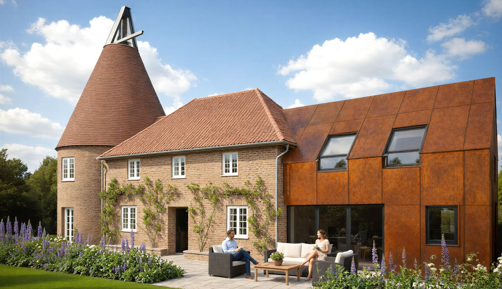 Furnace Oast rethinks a converted oast and barn to better suit modern family life while preserving the character of the existing building.