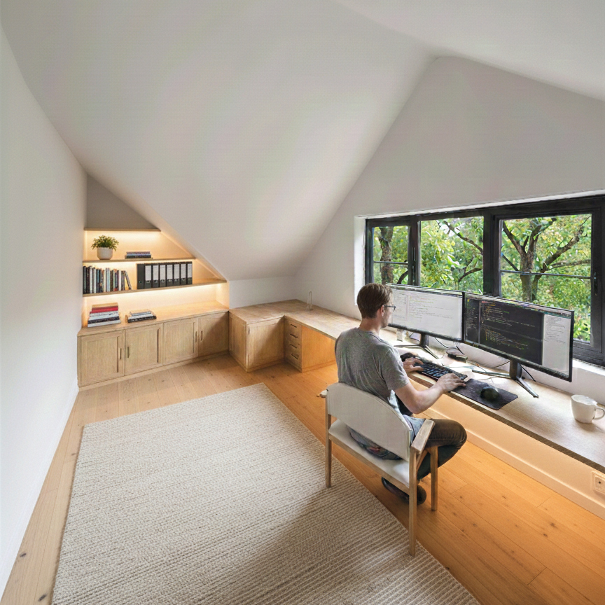 A new vaulted rear extension expands the main living spaces towards the garden, drawing natural light deep into the interior while strengthening the relationship between inside and out.