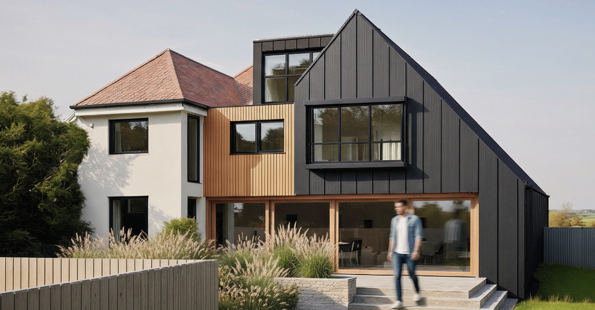 The project reimagines the layout of the house to create a brighter and more connected home for modern family life.