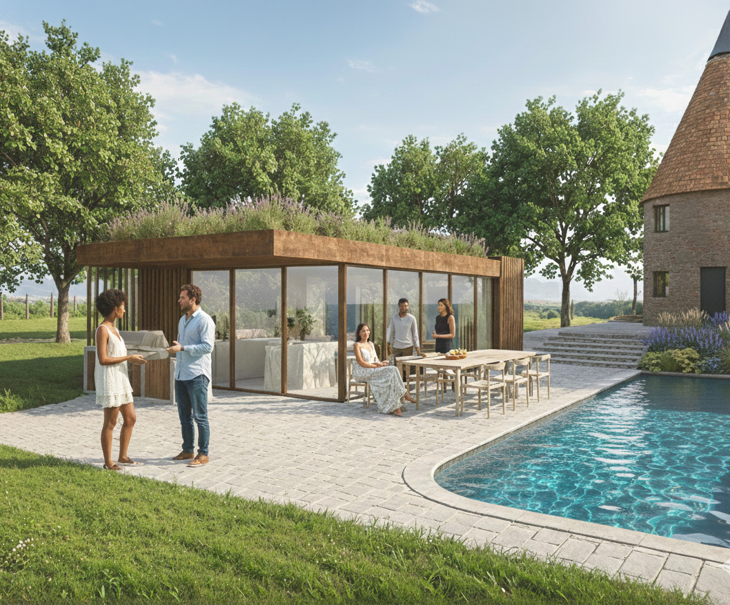 Across the wider site, the landscape has been reorganised to create more usable outdoor spaces.