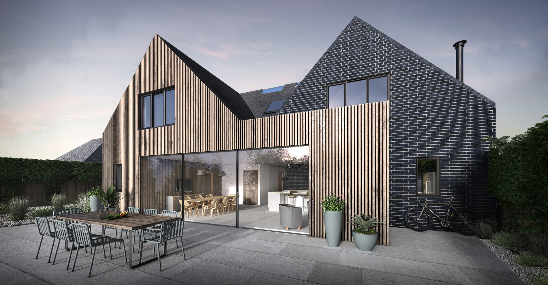 Taitimu replaces a modest mid-century bungalow with a contemporary family home designed to better respond to both modern living and its semi-rural setting in Lamberhurst