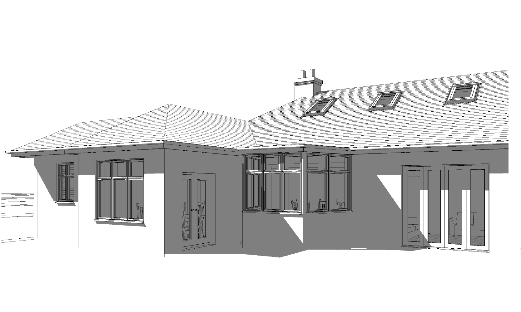 Surrey bungalow conversion and double-storey extension by OSPIN, transforming an existing home with modern architecture, open-plan living and a contemporary white timber-clad exterior.