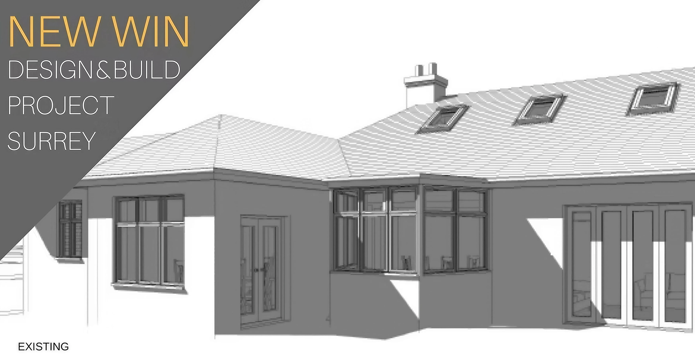 Surrey bungalow conversion and double-storey extension by OSPIN, transforming an existing home with modern architecture, open-plan living and a contemporary white timber-clad exterior.